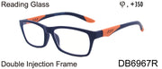 DB6967R - Wholesale Men's Double Injection Sport Reading Glasses in Blue