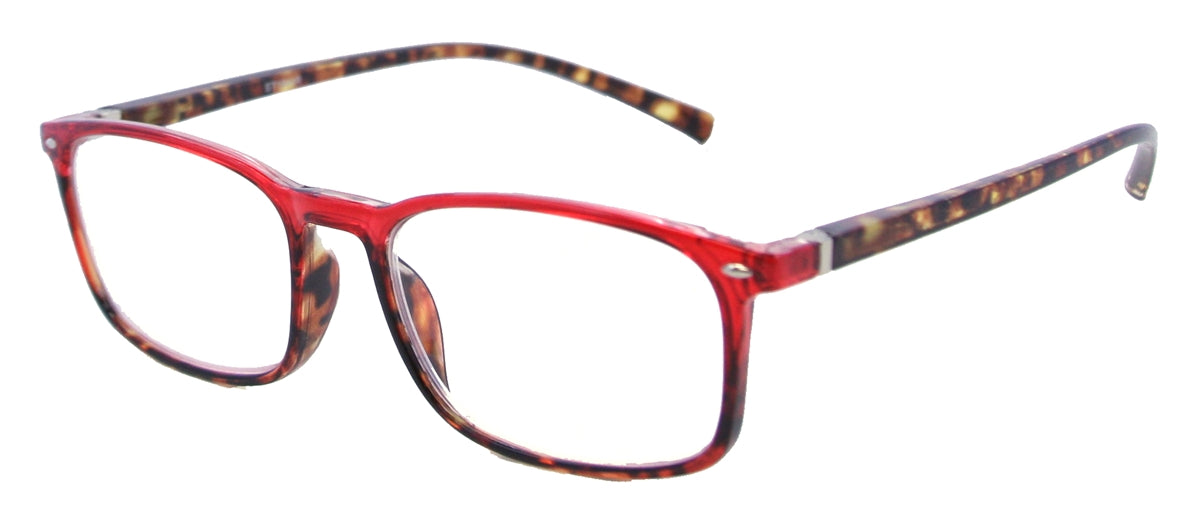 ST1944R - Wholesale Women's Two Tone Pattern Square Reading Glasses in Red