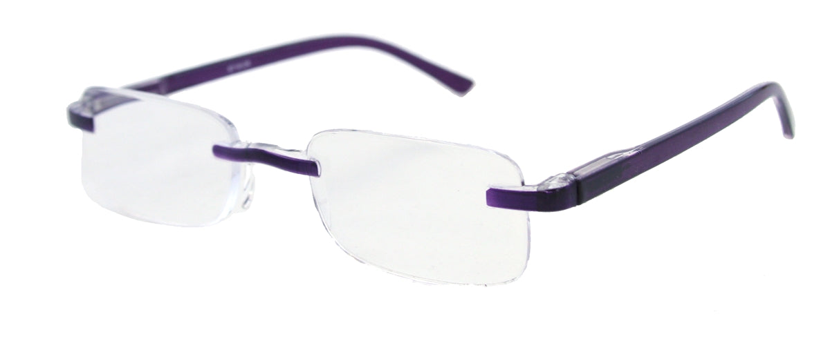 ST1912R - Wholesale Unisex Rimless One Piece Reading Glasses in Purple