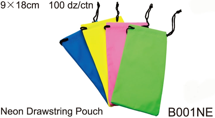 B001NE - Wholesale Neon Drawstring Pouch for Sunglasses in Neon Colors