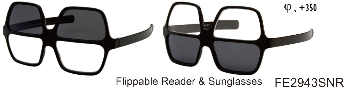 FE2943SNR - Wholesale Flippable Sunglasses and Reading Glasses Combo in Black