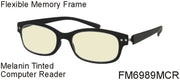FM6989MCR - Wholesale Melanin Tinted Computer Reading Glasses with Flexible Frame in Black