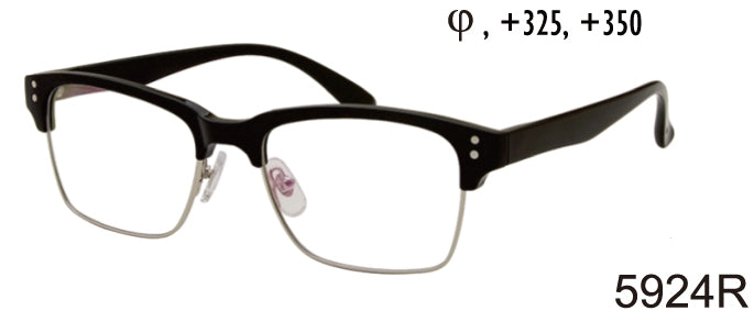 5924R - Wholesale Unisex Club Style Reading Glasses in Black