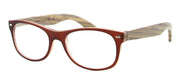 WD2985R - Wholesale Unisex Rubberized Reading Glasses with Real Bamboo Temples in Brown