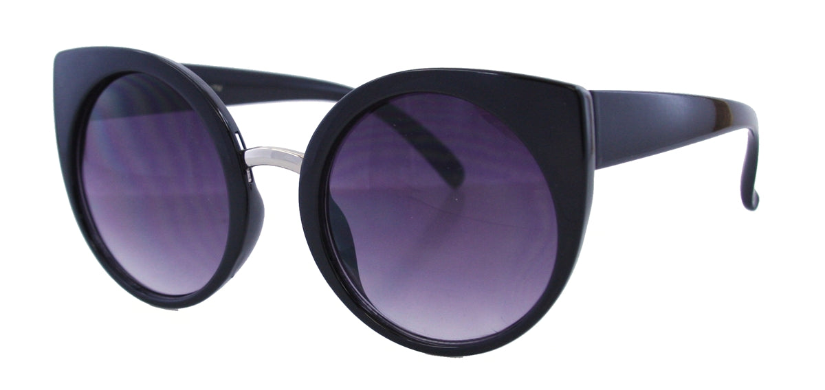 2897RVTM - Whoelsale Women's Round Cat Eye Sunglasses in Black