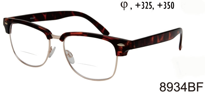 8934BF - Wholesale Men's Club Style Bifocal Reading Glasses in Tortoise
