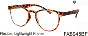 FX8945BF - Wholesale Keyhole Style Bifocal Reading Glasses with Flexible Frame in Tortoise
