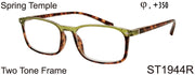 ST1944R - Wholesale Women's Two Tone Pattern Square Reading Glasses in Green