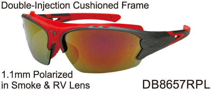 DB8657RPL - Wholesale Katalyst Double Injection Sport Sunglasses in Red