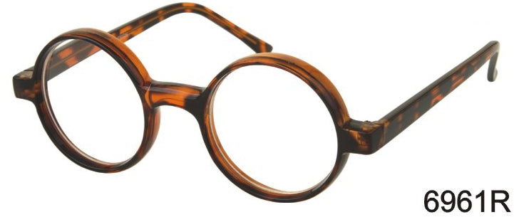 6961R - Wholesale Unisex Nerdy Round Reading Glasses in Tortoise
