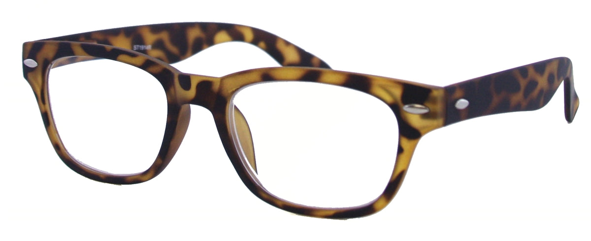 ST1914R - Wholesale Unisex Rubberized Rectangular Reading Glasses in Tortoise