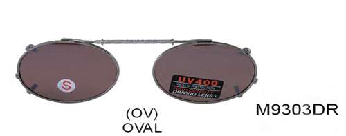 M9303DR - Wholesale Spring Clip On/Medium Oval 48mm Sunglasses