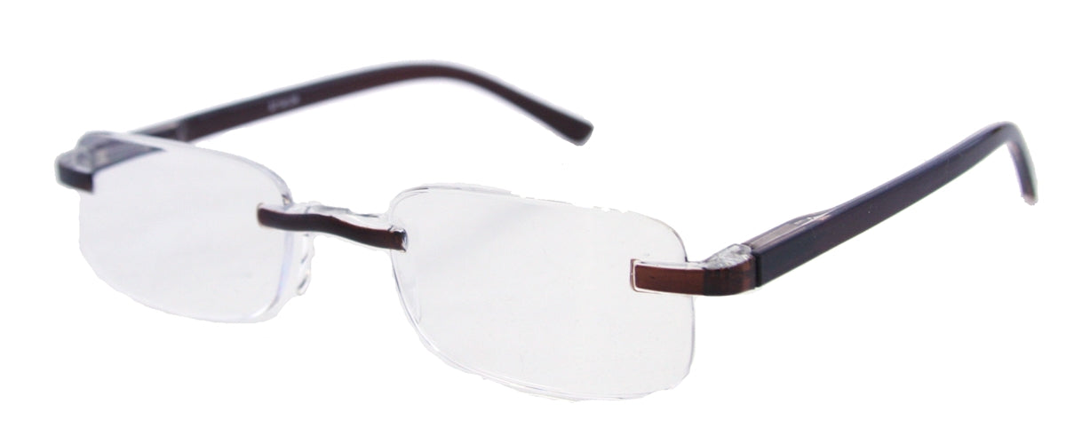 ST1912R - Wholesale Unisex Rimless One Piece Reading Glasses in Brown