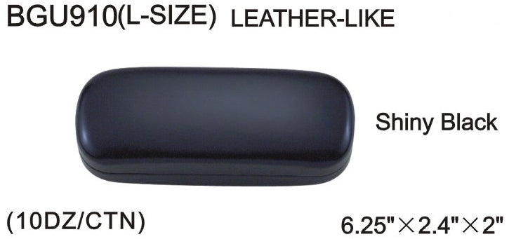 BGU910 - Wholesale Leather Like Black Rectangular Clam Case for Eyeglasses
