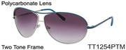 TT1254PTM - Wholesale Two Tone Aviator Sunglasses in Silver with Blue bar