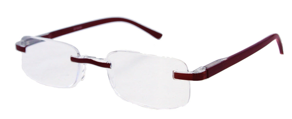 ST1912R - Wholesale Unisex Rimless One Piece Reading Glasses in Red