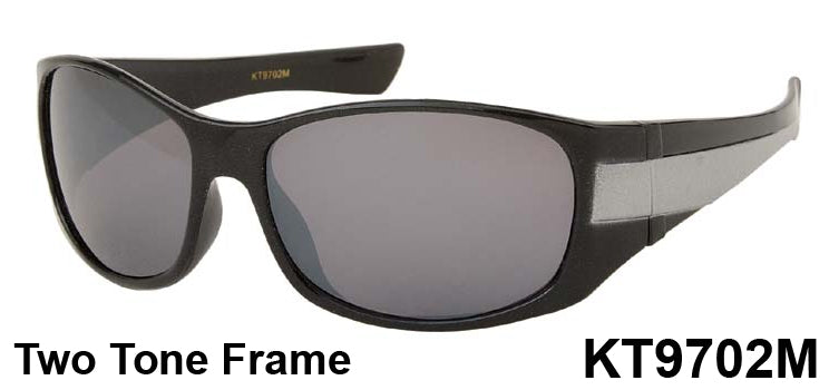 KT9702M - Wholesale Kids Two Tone Sport Wrap Sunglasses