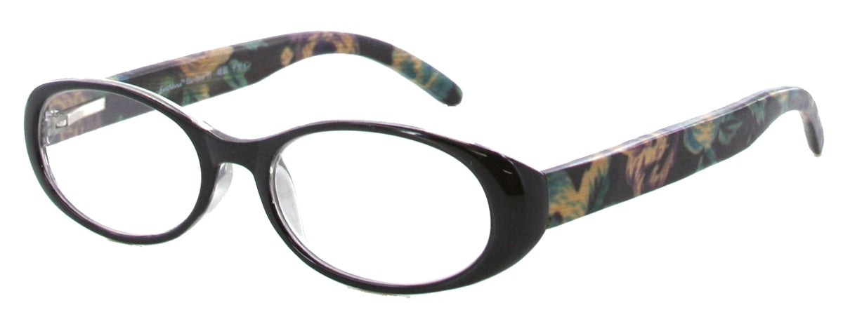 WD2982R - Wholesale Women's Oval Reading Glasses with Real Bamboo Temples in Black