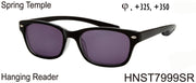 HNST7999SR - Wholesale Extended Temple Hanging Reading Sunglasses in Black