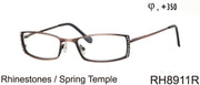 RH8911R - Wholesale Women's Office Style Reading Glasses with Rhinestones in Bronze