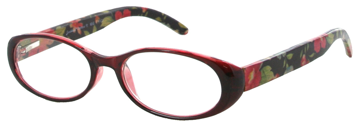 WD2982R - Wholesale Women's Oval Reading Glasses with Real Bamboo Temples in Red