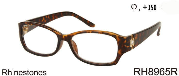 RH8965R - Wholesale Women's Rhinestone Reading Glasses in Tortoise