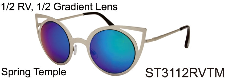 ST3112RVTM - Wholesale Women's Metal Cat Eye Sunglasses in Silver